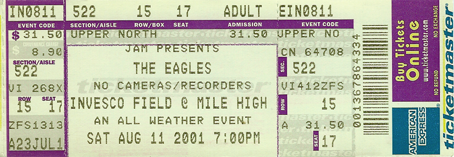 Eagles Concert Ticket Eagles Concert Ticket